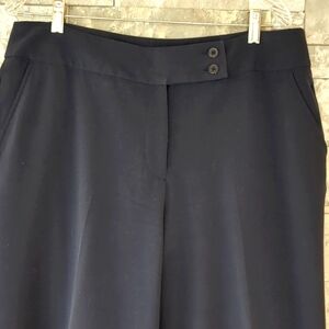 Ninety Dress Pants Trousers Y2K Zip Front, Pockets, Wide Legs Navy Blue Nautical